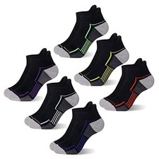 Kids Socks Boys Ankle Athletic Half Cushioned Low Cut 6-8 Years 6 Pairs Black