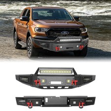 Steel Front Rear Bumper Guard For 2019-2023 Ford Ranger Wwinch Platelights Kit
