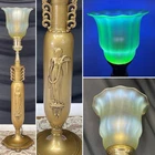RESTORED Antique Vtg Art Deco Woman Table Lamp Uranium Vaseline Glass UG Figural