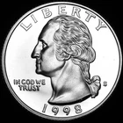 1998 S  Washington Quarter ~ Mint Silver Proof from U.S. Proof Set