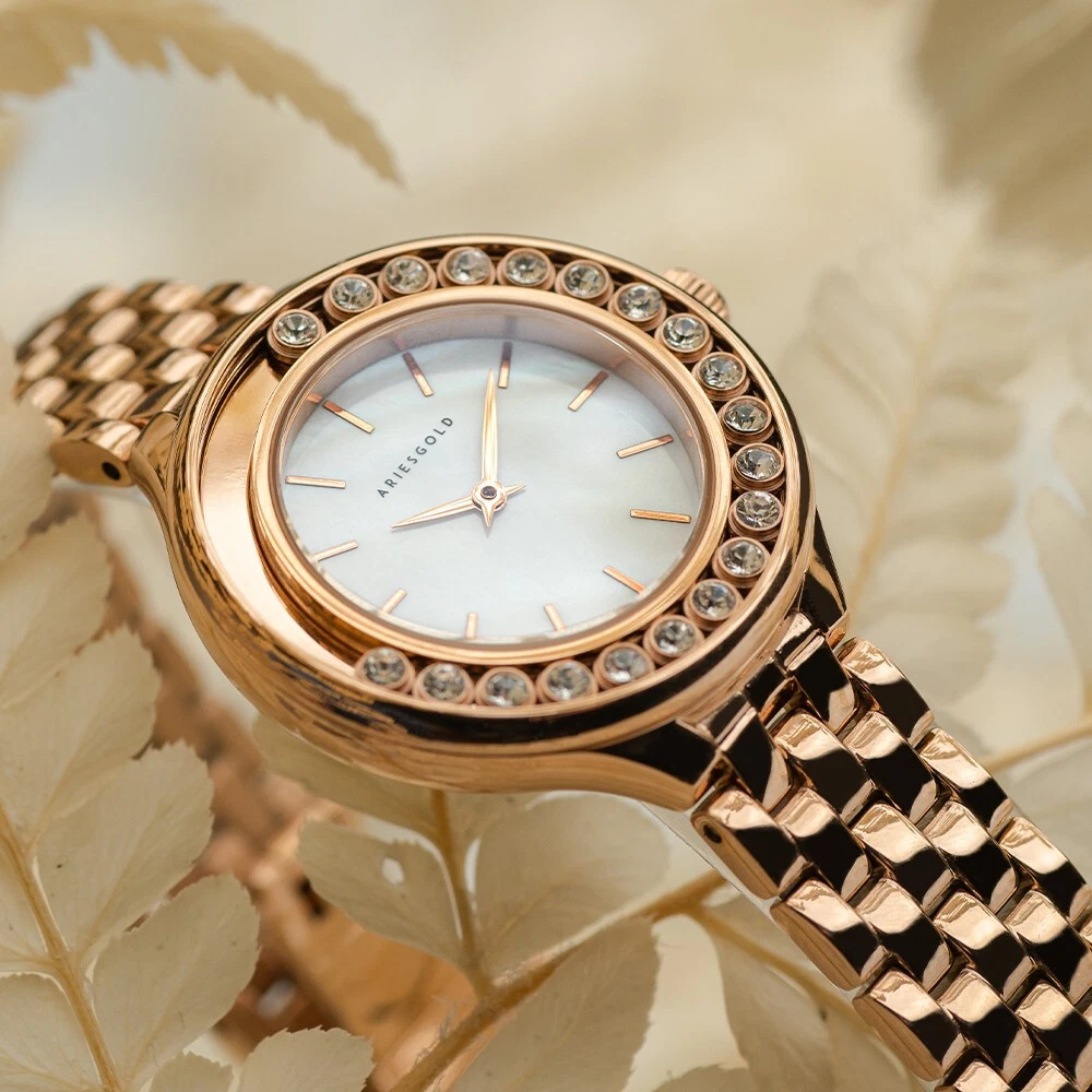 Aries Gold Serenity White Dial Rose Gold Stainless Steel Women Watch L 5041 RG M