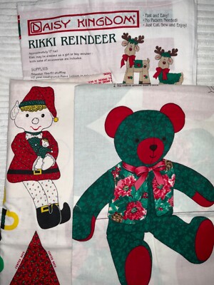 Daisy Kingdom Rikki Reindeer Cranston Teddy Wamsutta Elf Cut & Sew Lot PK4