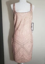 LAUNDRY BY SHELLI SEGAL NEW Women's Metallic Studded Bodycon Sheath Dress size 8