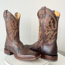 Rod Patrick Mens Cowboy Boots Cognac Leather Western Square Toe Size 15 AAAA