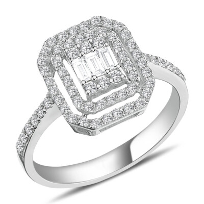 0,48 Carat Diamant Baguette Ring in 585 er 14 Karat Weißgold