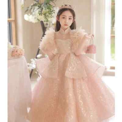 Girl Luxury Gala Dress Infant Sequins Maxi DressParty Costume Children Ball Gown