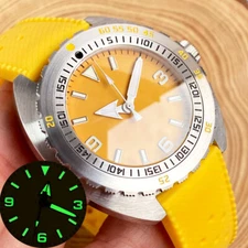 Tandorio 42mm 20ATM Waterproof Mens Watch Rotating Bezel Yellow Dome Sapphire