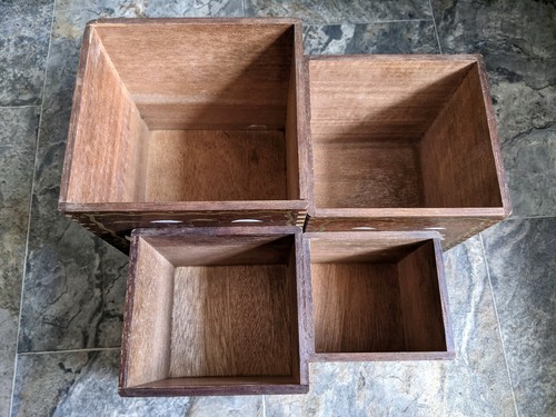 Vintage Japanese Wood Nesting Boxes Canisters Set of 4 - Picture 8 of 12