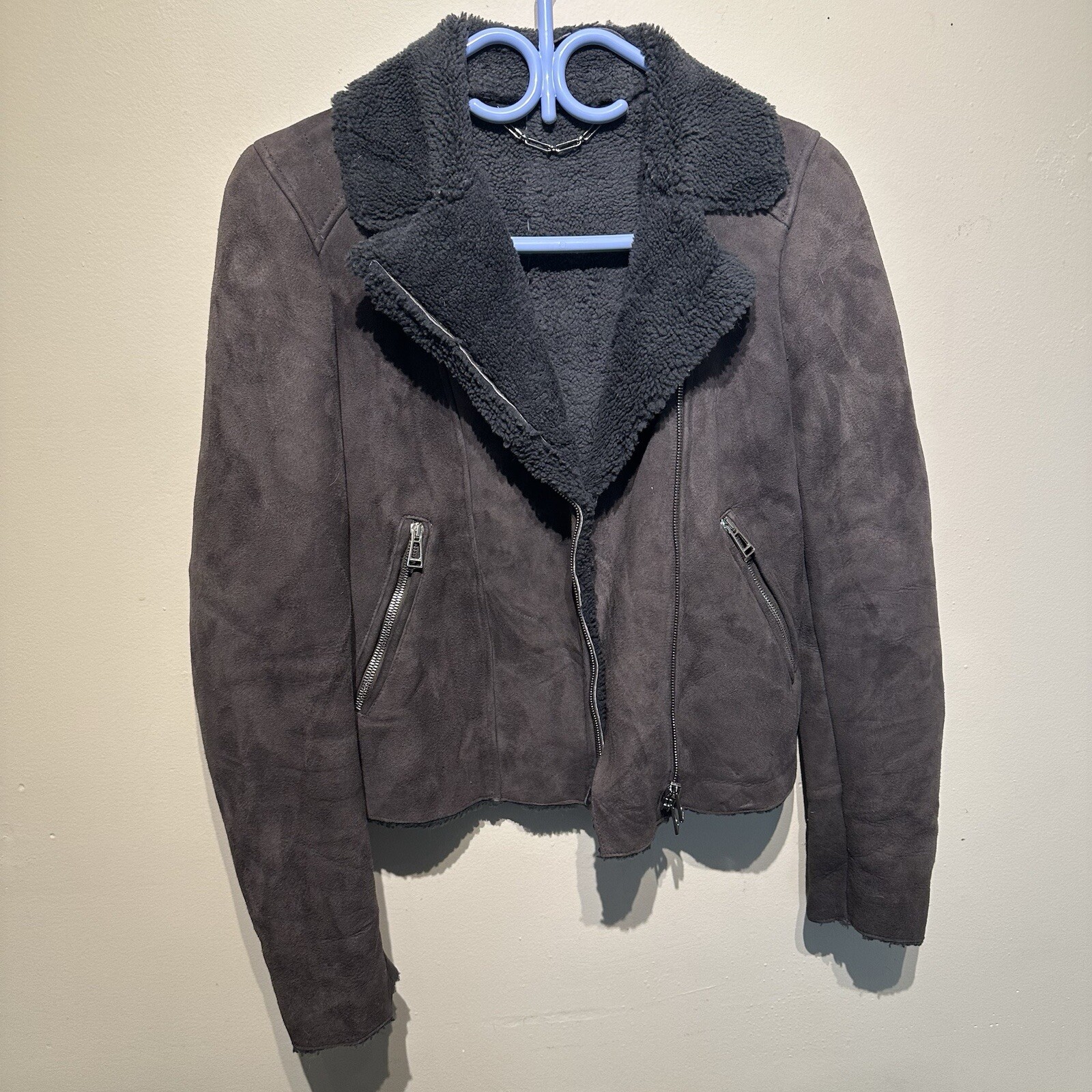 Belstaff Shearling Lightweight Moto Jacket Size U… - image 9