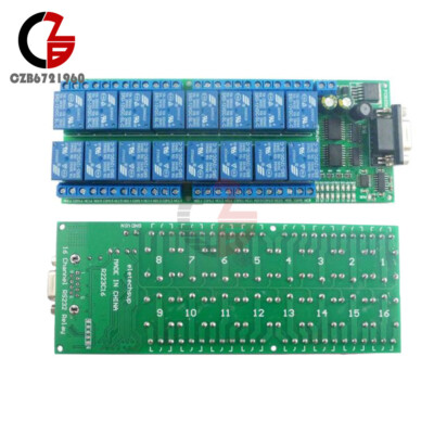 R223C16 16-Channel RS232 Relay DB9 Female Interface Serial Port Module DC 12V