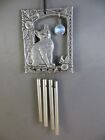 Vintage Hanging Metal Wind Chime Cat Kitten Sitting Figurine Jewel Dangle