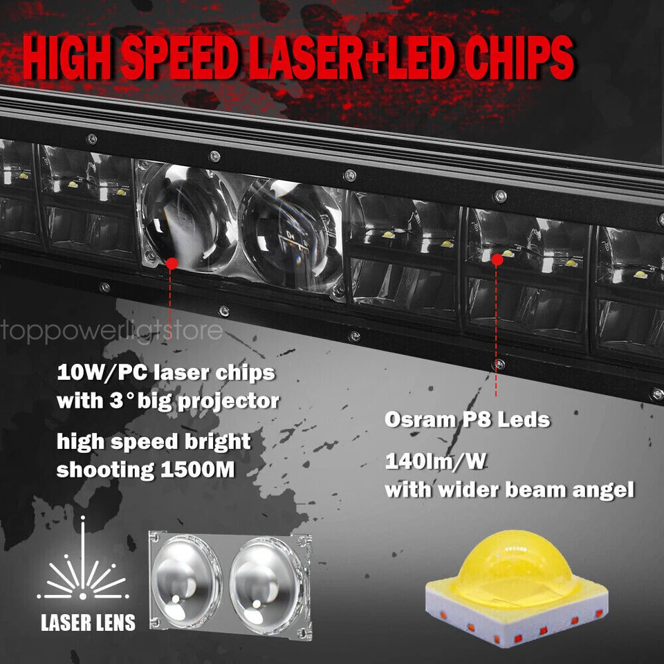 Laser 12" 22" 32" 42" 52'' Dual row led light bar Driving Offroad Lamp SUV ATV - Image 4 of 4