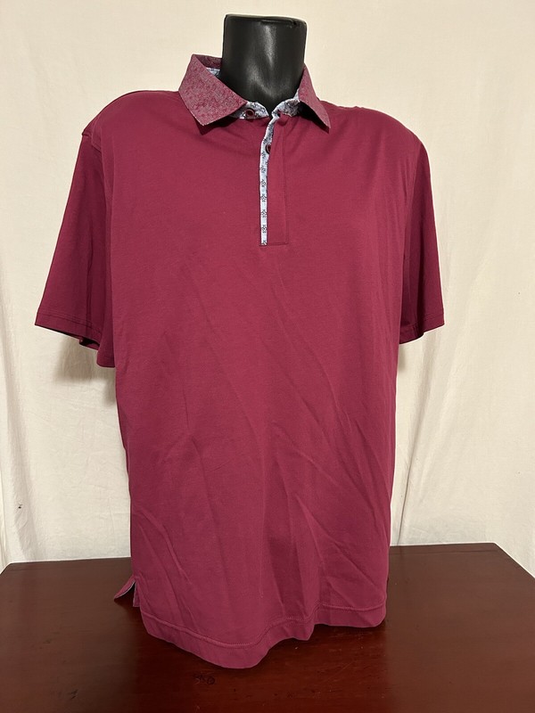 Robert Graham Polo Shirt Mens L Purple Magenta Pink Classic Fit XL Paisley