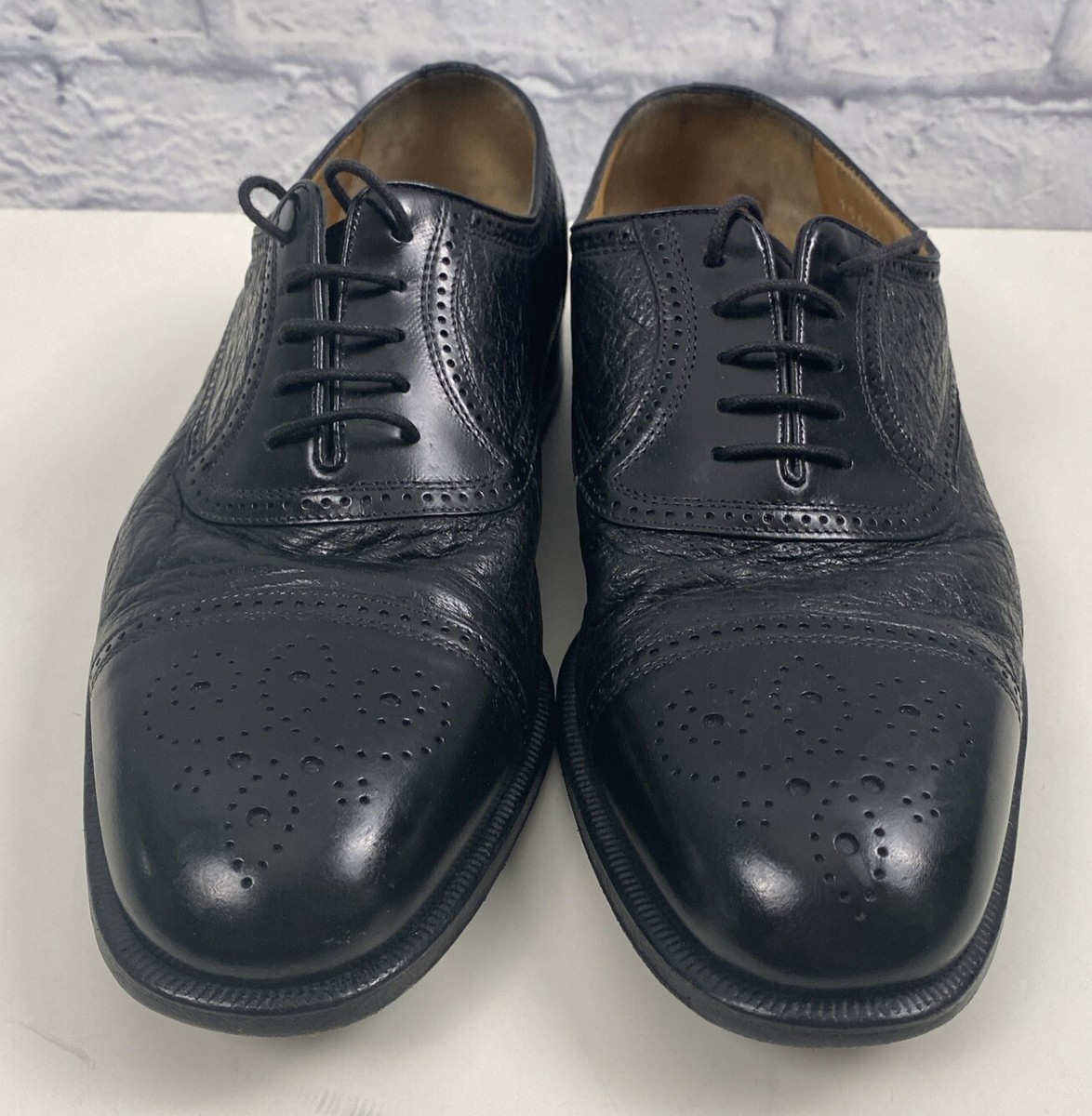 Moreschi Black Leather Shoes (brogue detail) – Made in Italy - mens size 10.5 Moreschi Leicester Brogue Oxfords Black | MensDesignerShoe.com main image 2