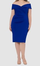 Xscape Women's Blue Sweetheart Neck Dress Plus Size 14W