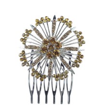 Citrine Austrian Rhinestone Crystal Sunflower Bridal Hair Comb