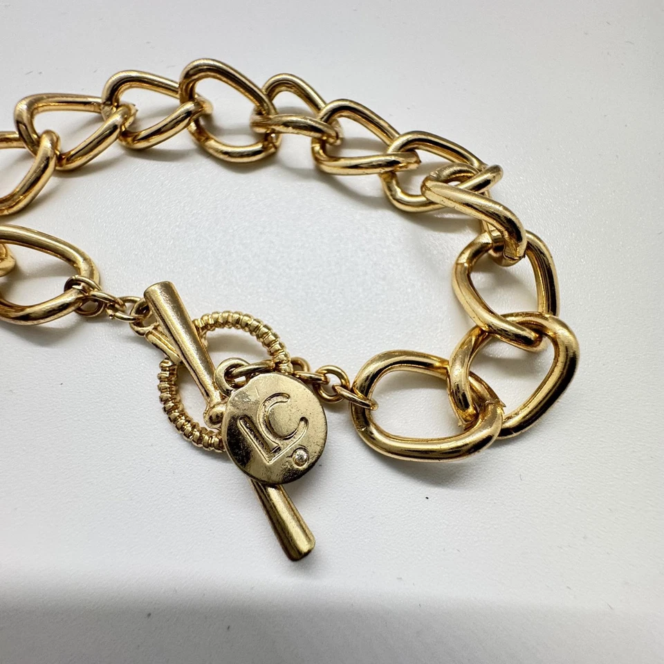 Pulsera Liz Claiborne Corazón Tono Dorado Dije - Cierre Pavé Diamantes de Imitación Foto 4 de 4