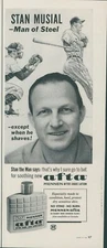 1964 Afta Mennen After Shave Lotion Stan Musial Baseball Man Steel Print Ad LO4