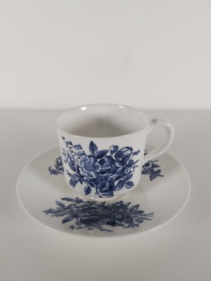 Antike Royal Worcester blau-weiß Teetasse und Untertasse, datiert 1897 (A/F)