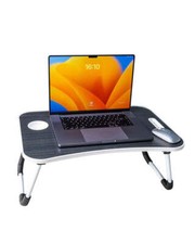Laptop Desk Bed Tray with Foldable Legs & Cup Slot Portable Ergonomic Black