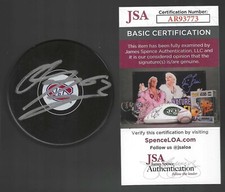 Owen Beck Signed Montreal Canadiens Puck Saginaw Spirit JSA COA