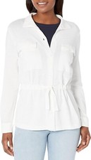Nic+zoe L22915 Womens Paper White Vital Cotton Blend Utility Jacket Size M