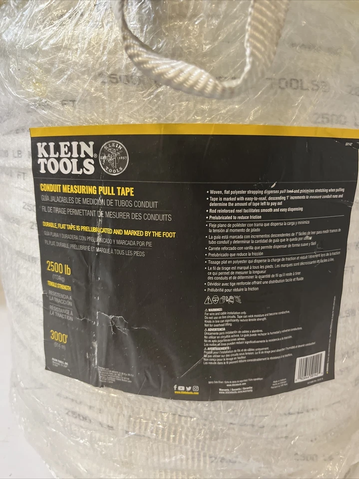 Klein Tools 50142 Conduit Measuring Pull Tape, 2500-Pound x 3000 Ft ** See Desc* - Image 2 of 3