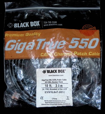 BLACK BOX CAT6 Channel Patch Cable, 10ft., in original package