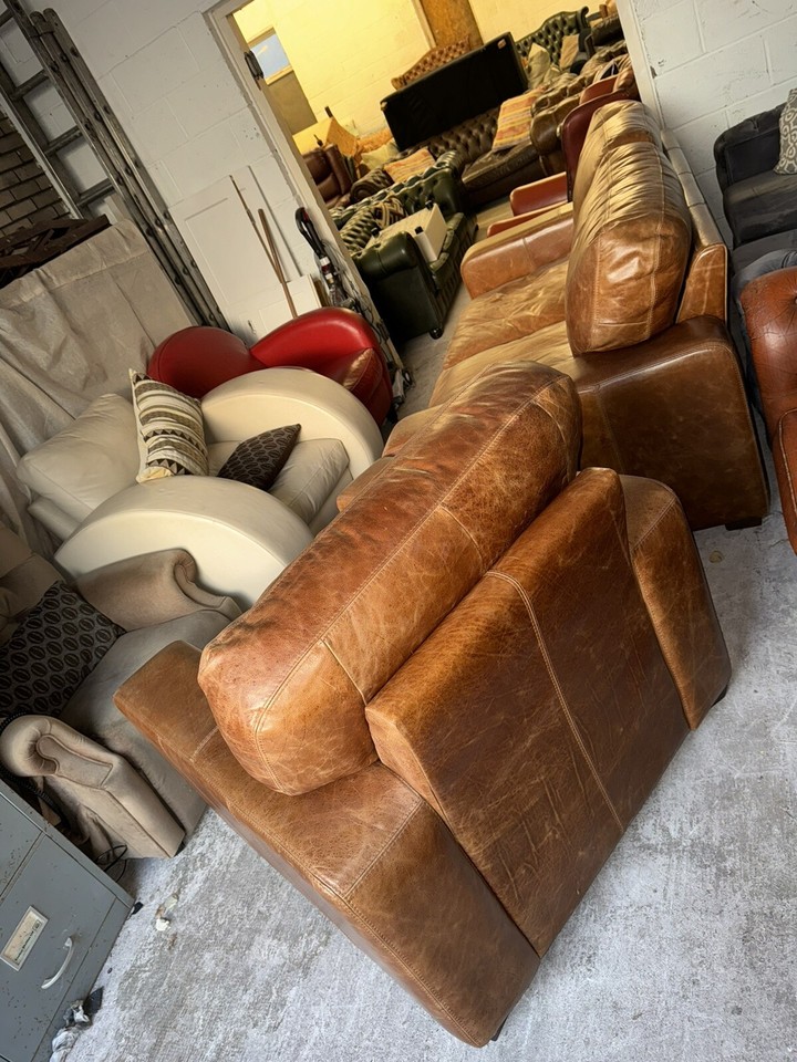 John Lewis Tan Brown Real Leather Large Armchair eBay