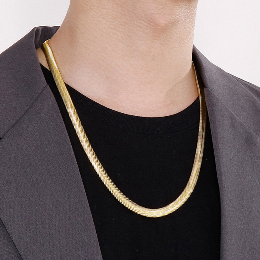 【2plan】24FW★ [LAN ARCHIVE] Flat Snake Chain Necklace LAN ARCHIVE] Flat Snake Chain Necklace - 2PLAN | 60% - Asian