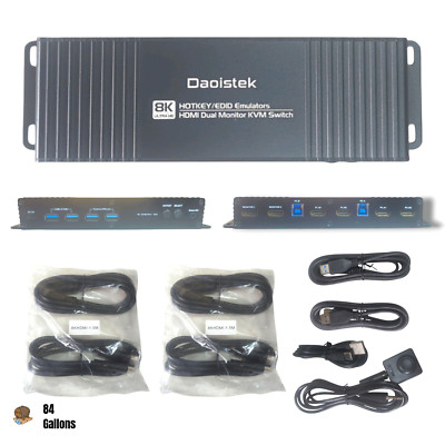 DAOISTEK KVM Switch with 2 Monitor & 2 Computer Connect + edid Emulators Hotkey