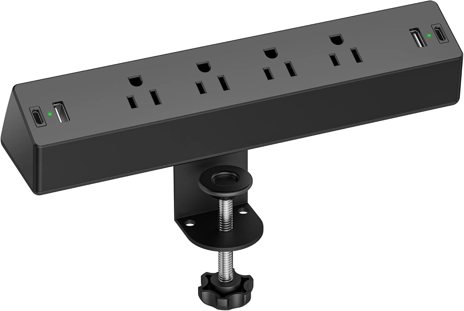 Desk Clamp Surge Protector, 10 FT Extension Cord, Fast Charging 10FT, Red