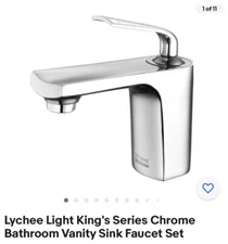 Lychee Light King's Series Chrome Bathroom Vanity Sink Faucet Set 