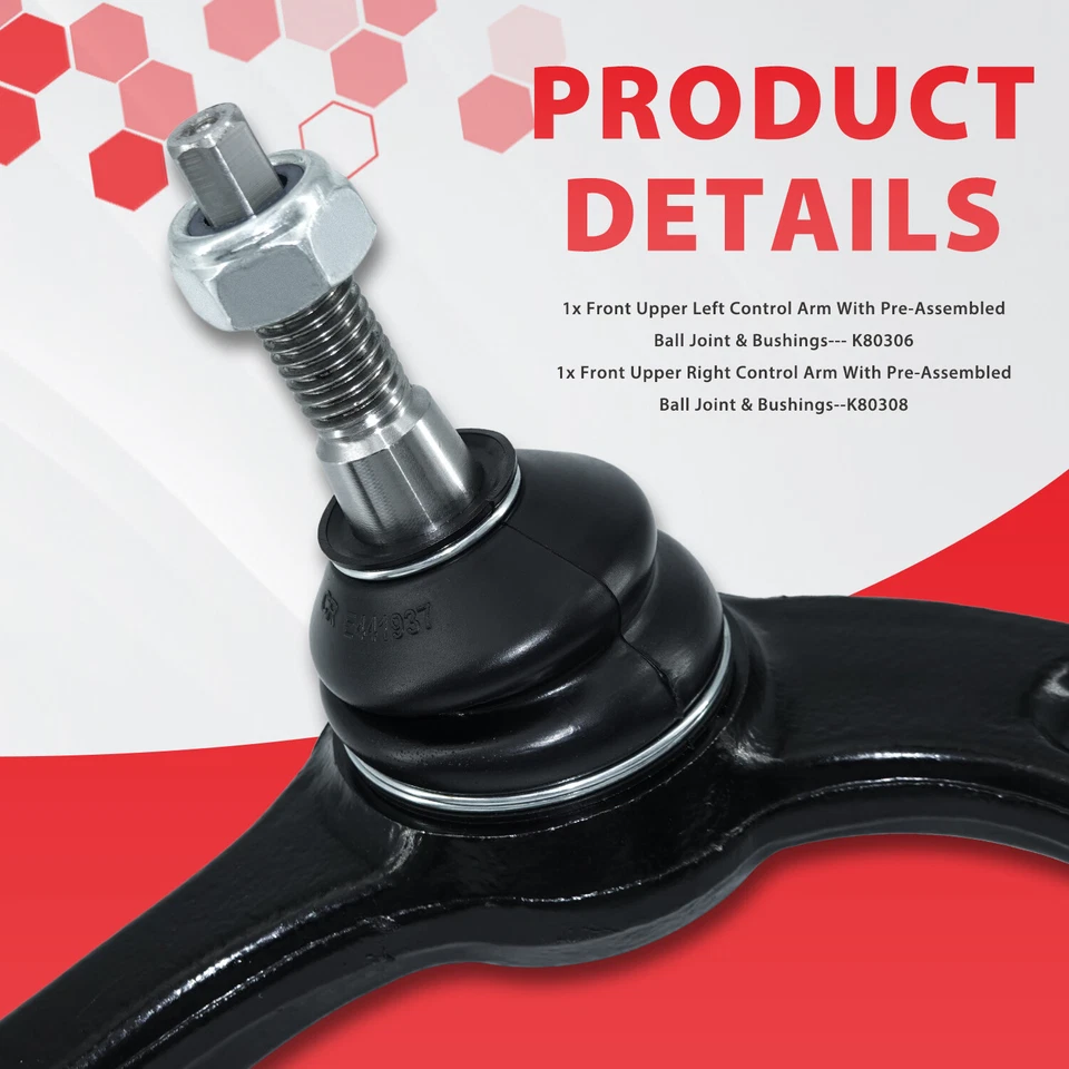 6Pcs Front Upper Lower Control Arms Kit for 2005-2008 Ford F-150 Lincoln MarkLT - Image 4 of 4