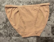 VICTORIA'S SECRET XS BEIGE NUDE PICOT BAND VINTAGE RARE STRING BIKINI PANTIES