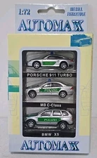 AUTOMAXX 1:72 - SET OF 3x PORSCHE 911 TURBO MB C-CLASS & BMW X5 POLIZEI MODELS