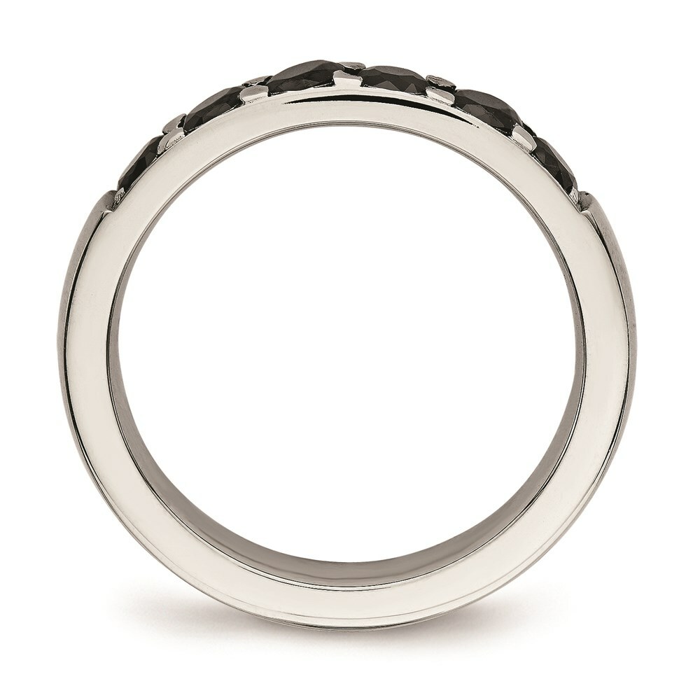 Stainless Steel Polished Black CZ 4.00mm Band | eBay