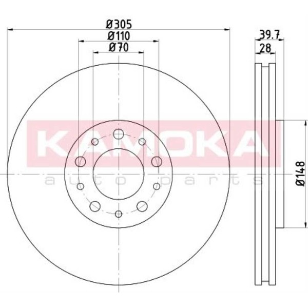 Kamoka 2X Bremsscheibe Vorne Ø305Mm FüR Alfa Romeo 159 Sportwagon 939_ 1.9 Jtdm-image