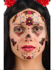Day of the Dead Halloween Temporary Eye & Face Tattoos Professional Quality