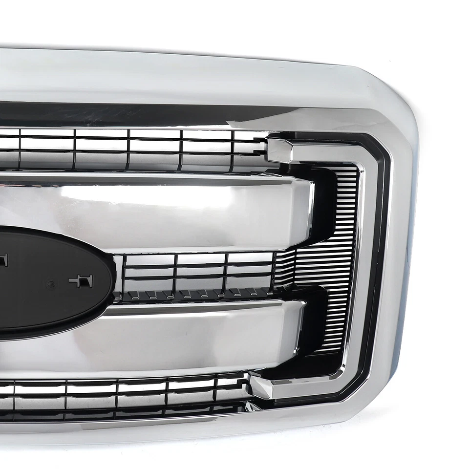 Chrome Grille For 2011-2016 Ford F250 F350 F450 Super Duty Front Grill Assembly Foto 3 de 4