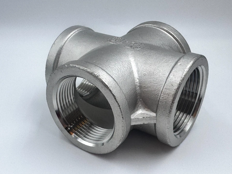 STAINLESS STEEL 4 WAY 11/4" NPT PIPE CROSS UNION HEAVY DUTY CAST CLASS 150 - Image 2 of 3