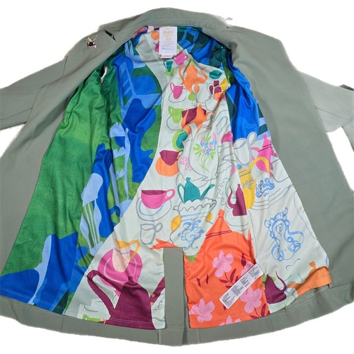 Disney Parks Alice in Wonderland Tea Party White Rabbit Trench Coat Womens Sz XS - Picture 3 of 13