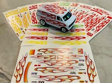 Auto World AFX Custom Dodge Slot Car Street Van Decals Flames Yellow/Purple/Red