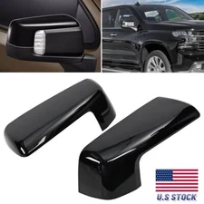 Pair Gloss Black Mirror Cap Cover Replacement For Chevy Silverado 1500 2019-2025