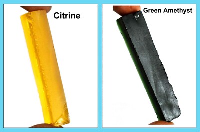 Ebay Citrine & Green Amethyst 180 Ct Gemstone Slice Rough Pair Certified AD597
