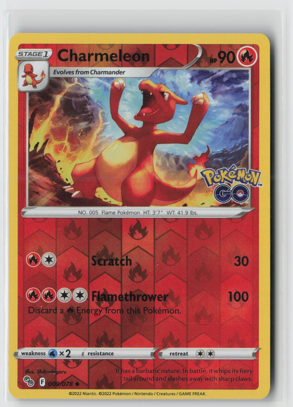 Charmeleon Reverse Holo Uncommon Pokemon GO 009/078 NM