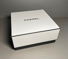Authentic CHANEL Square Gift Box  Black Bottom  White Top 8.5" x 8.5" x 3.75"