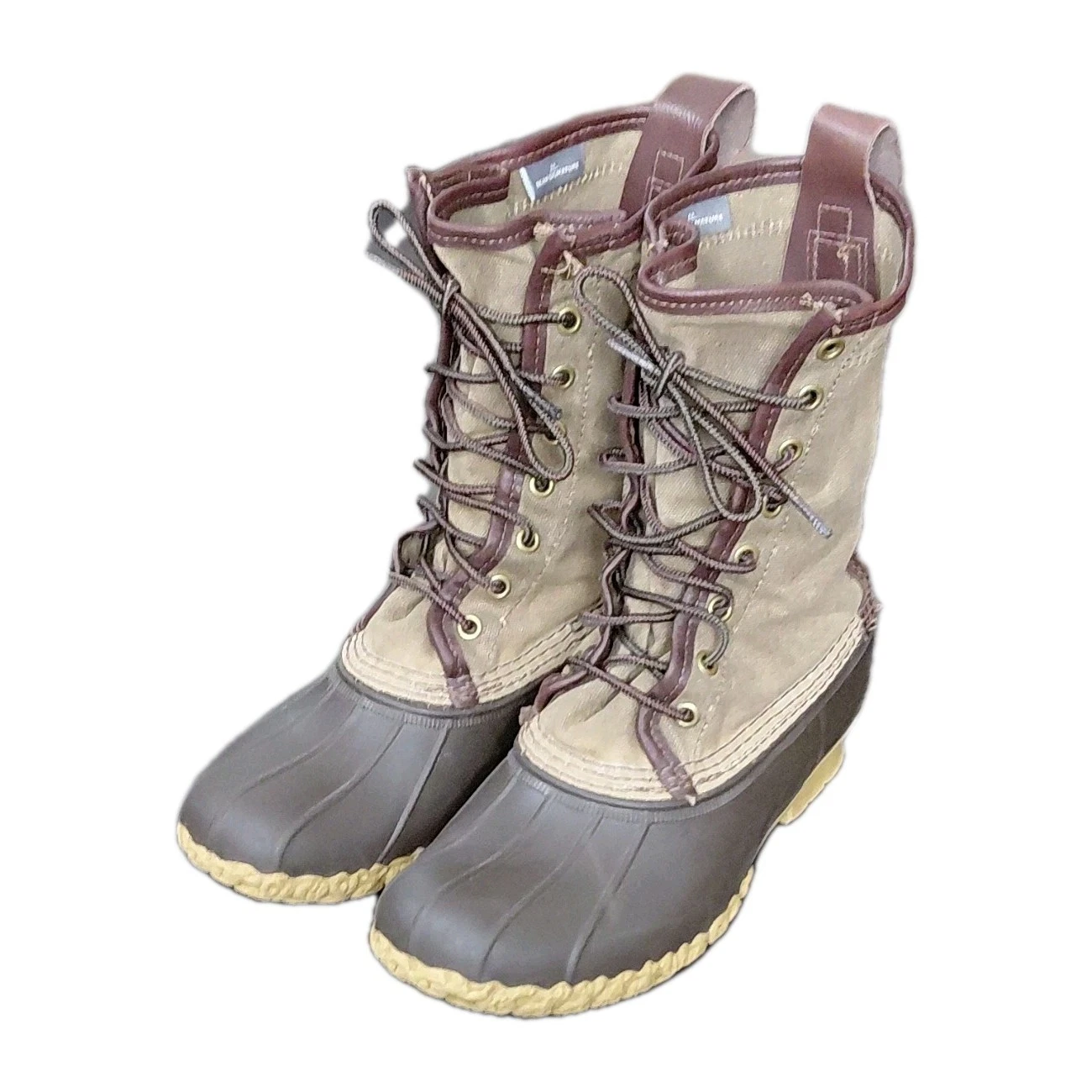 L.L. Bean Boots Womens Size 7 Signature Maine Waxed Canvas Made in USA Granola
