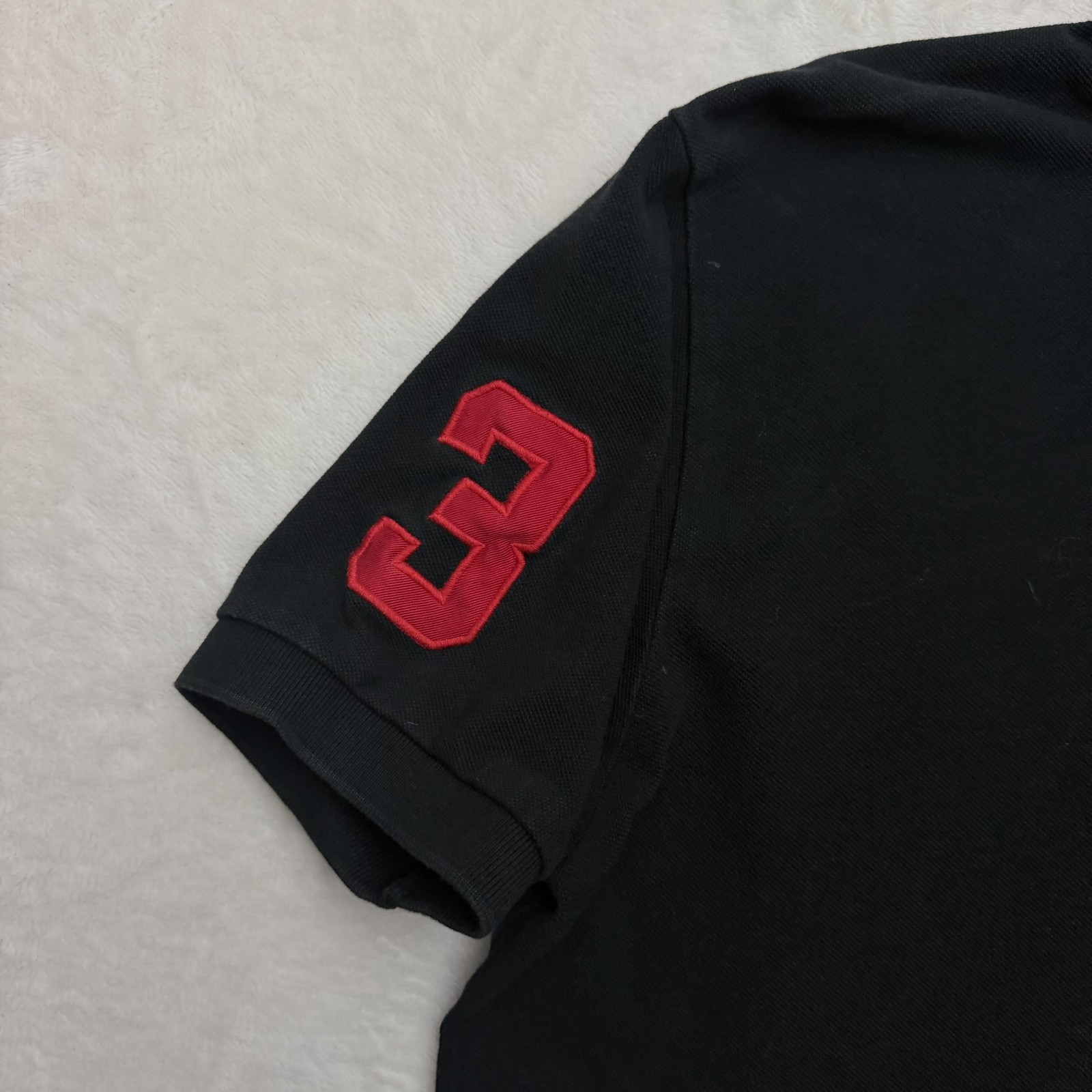 Ralph Lauren Polo Shirt Mens Medium Black Big Pony 3 Logo Cotton Pique thumbnail 6