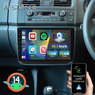 Apple Carplay 2+32G Android 14 Autoradio 4 Core GPS Navi GPS für Skoda Fabia II